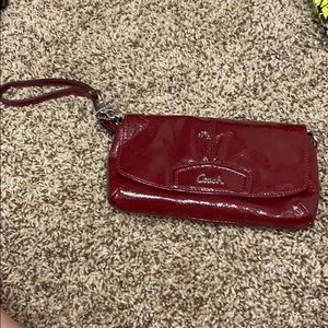 Patent Leather Red Coach Wristlet